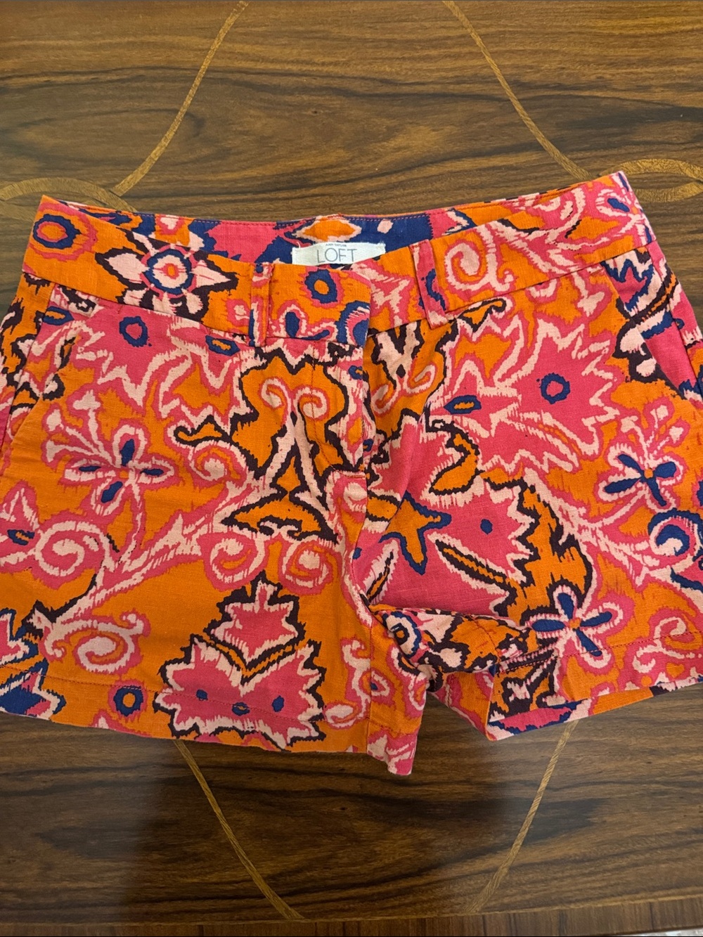 LOFT Vibrant Pink and Orange Printed Shorts